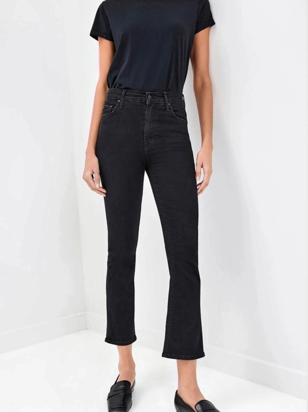 MOTHER The Insider Crop Black Jeans